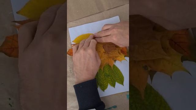 Сова - осенняя поделка из листьев для детей своими руками. Oal Leaf Fall Craft for Kids.