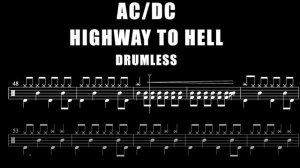 AC/DC - Highway To Hell - Drumless (with scrolling drum sheet)