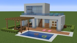 Майнкрафт - Как построить современный дом с бассейном. Minecraft