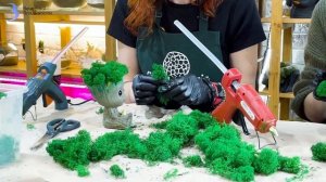 Декор стабилизированным мхом кашпо в виде Грута / Мастер-класс / Тонкости работы с мхом