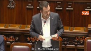 Salvini, interrotto durante suo intervento in Aula, risponde: Non ho fretta