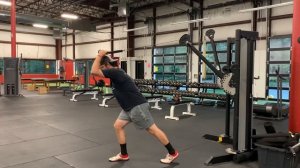 Split-Stance Overhead Triceps Extension with Rope