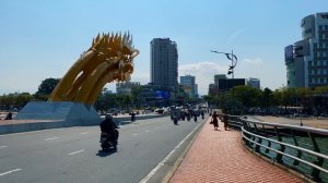 【?? 4K】Vietnam Walking Tour - Da Nang Beach at Daytime ? - Dragon Bridge, Love Bridge, Han River