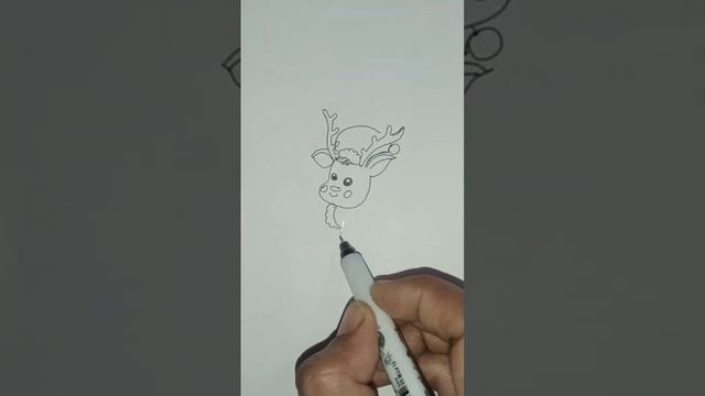 How to draw Santa deer #deer #easydrawing #cuteart #shortsfeed #viraldrawing