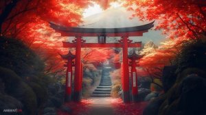 Torii Gate and Sakura Leaves | Music for Meditation | 1 Hour