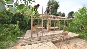 Build Bamboo Craft Villa House And Swimming Pools Part I