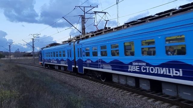 ЭКСКЛЮЗИВ ЭД4М-0422 "ДВЕ СТОЛИЦЫ" НА ПЕРЕГОНЕ ЕВПАТОРИЯ-КУРОРТ - ЕВПАТОРИЯ-ТОВАРНАЯ НОЯБРЬСКИМ УТРО смотреть онлайн