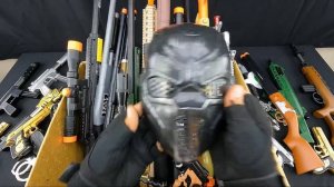 Black Panther Mask !! Toy Weapons Guns - Chains, Handcuffs, Nunchakus and Various Equipments