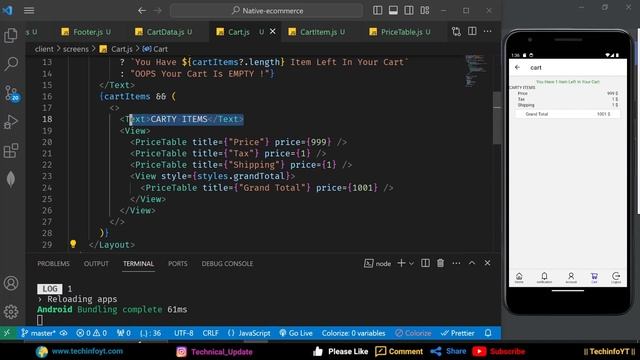Cart Screen React Native Ecommerce App Mern Stack Project | Mern App смотреть онлайн