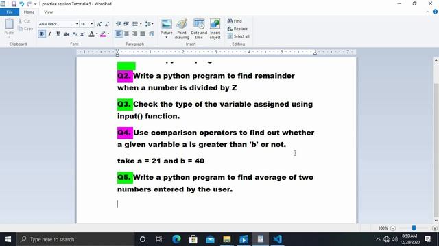 Practice set of python full course chapter 1 l python practice questions and solution l Tutorial #5