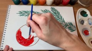 ЗИМНЯЯ КОЛЛЕКЦИЯ РИСУНКОВ / РИСУЕМ ЕЛОВУЮ ВЕТКУ С НОВОГОДНИМ ШАРОМ