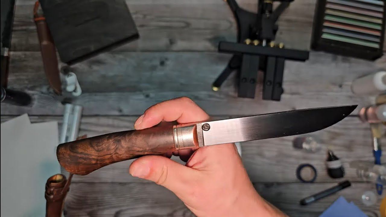 Заточка ножа Бычак, Boride PC 1200 на стали Х12МФ, сравнение 3х микроскопов, кованный нож и 5 рублей смотреть онлайн