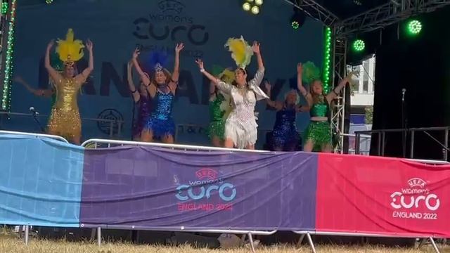 Marta Scott Dance Company Ole Ola Samba at Women's Euro fan party July 2022! смотреть онлайн