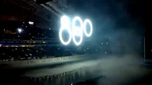 КОСЯК - ПРОСЧЕТ ОРГАНИЗАТОРОВ с кольцами на открытии ОЛИМПИАДЫ В SOCHI 2014 СЬЕМКА С ТРИБУНЫ.