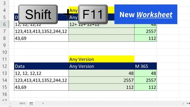 Excel Formula to Add 12,12,12,12 from a cell to get 48!?!? Excel Magic Trick 1817 смотреть онлайн