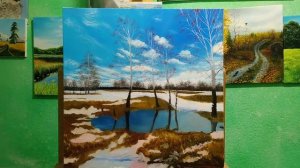 Весенний пейзаж маслом"Весна пришла" |Oil Painting Time Lapse Spring oil landscape #живопись#весна