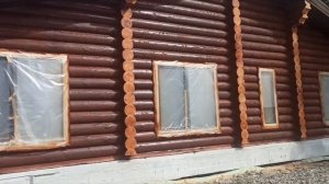Преображаем дом из оцилиндрованного бревна. Пескоструем, грунтуем, наносим масло