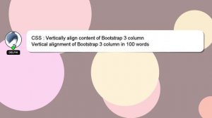 CSS : Vertically align content of Bootstrap 3 column