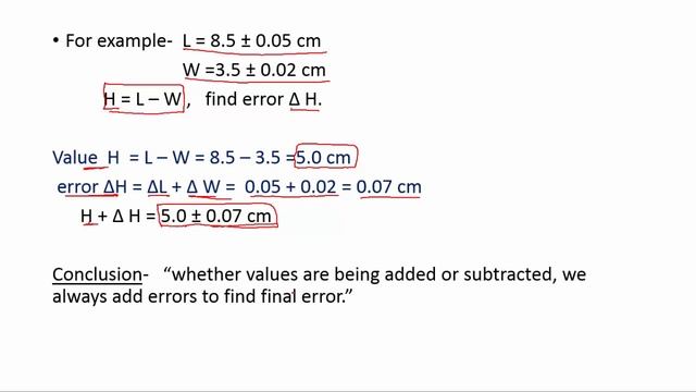 Basic Rules of addition and subtraction of Errors(Part-1), IIT-JEE physics classes