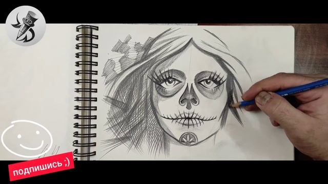 Рисунок на хэллоуин. Макияж на Halloween, drawing.