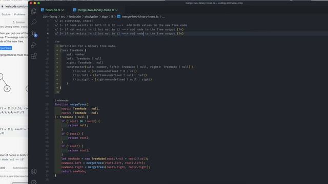 leetcode: Merge Two Binary Trees[easy] (typescript) смотреть онлайн
