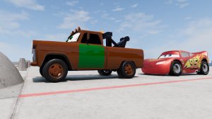 Lightning Mcqueen vs TOW MATTER vs Stone Barrier 250 KM/H in BeamNG drive