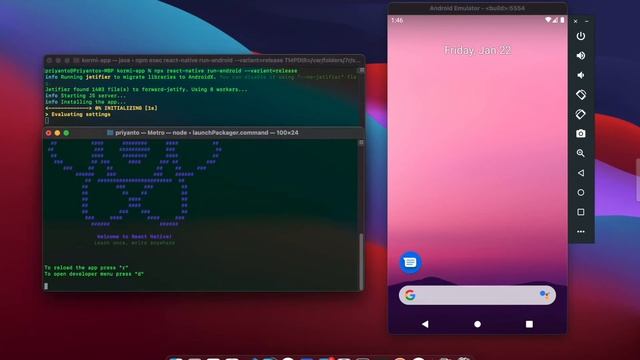 Macbook Pro 2020 with M1 chip running Android emulator on real world project [React Native] смотреть онлайн