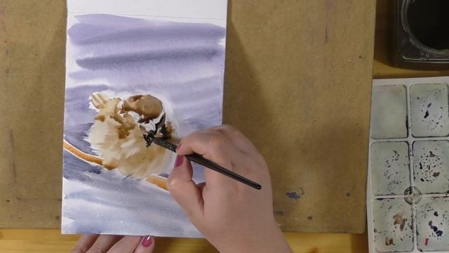 Воробей. Рисую акварелью