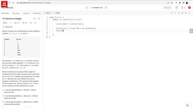 Roman to Integer ? | Leetcode 13 (Easy) | Java