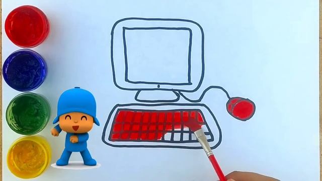 How to draw glitter Computer for kids |Как нарисовать блестящий компьютер для детей | TOBiART