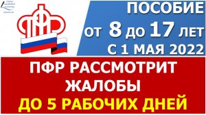 Пособие от 8 до 17 лет. ПФР рассмотрит онлайн жалобы в течение 5 рабочих дней