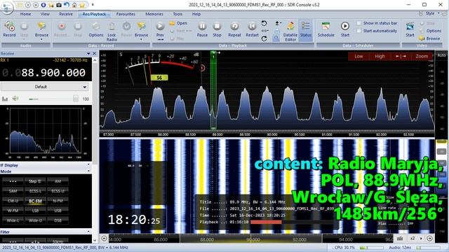 16.12.2023 15:20UTC, [Ms], Radio Maryja, Польша, 88.9МГц, 1485км