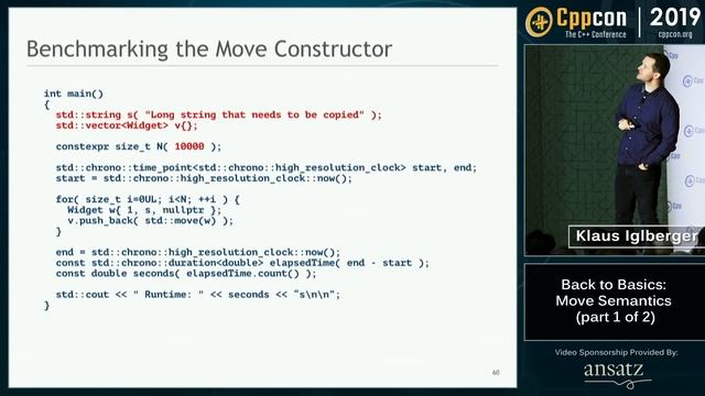 Back to Basics: Move Semantics (part 1 of 2) -  Klaus Iglberger - CppCon 2019