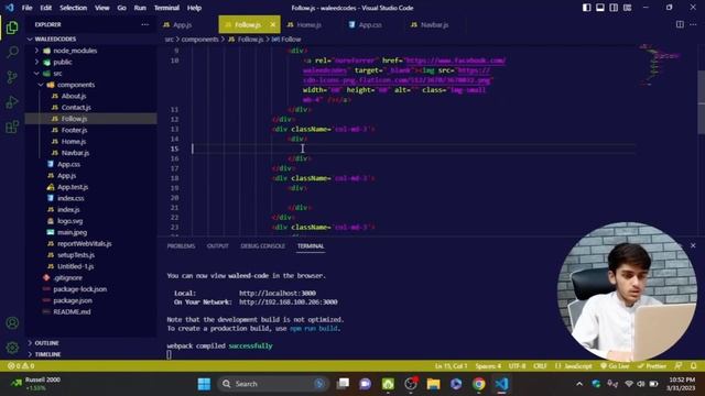 Create Follow US Page UI using Bootstrap in React Js | React Js | React Js Tutorial #ep36