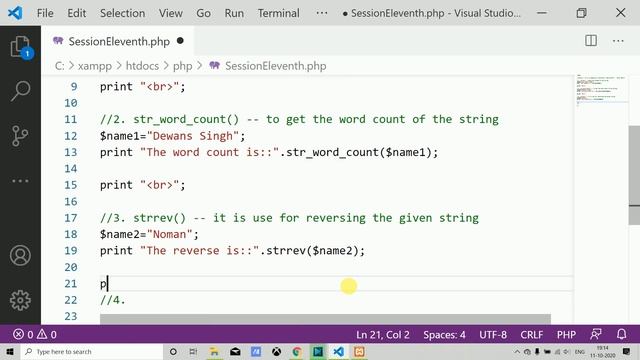 Learn PHP in Hindi | String functions in PHP - Part 1st | Tutorial for Beginners | PHP @Session11th
