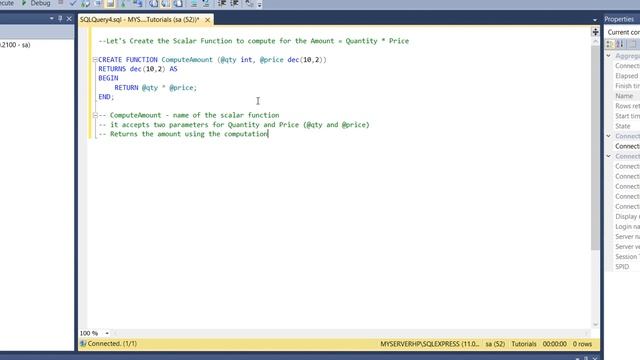 Function (Scalar) - SQL Server Management Studio - Tutorial #ezettutorial #sqlserver #ssms