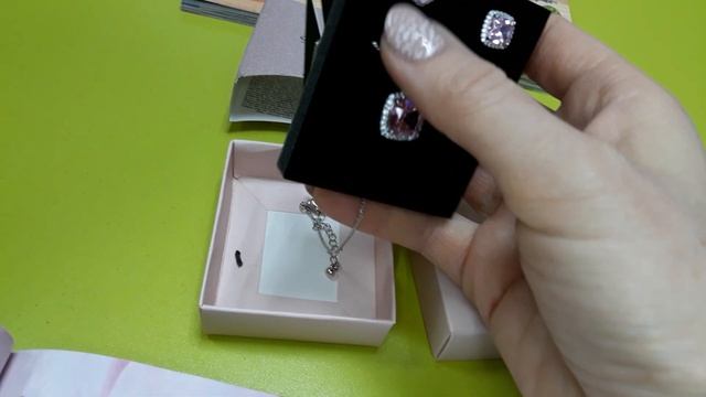 Обзор набора украшений с розовым кристаллом цирконом Код 37943 смотреть онлайн