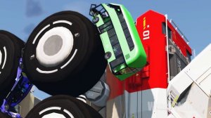 Giant Wheeled Monster Crushes Cars - Beamng drive