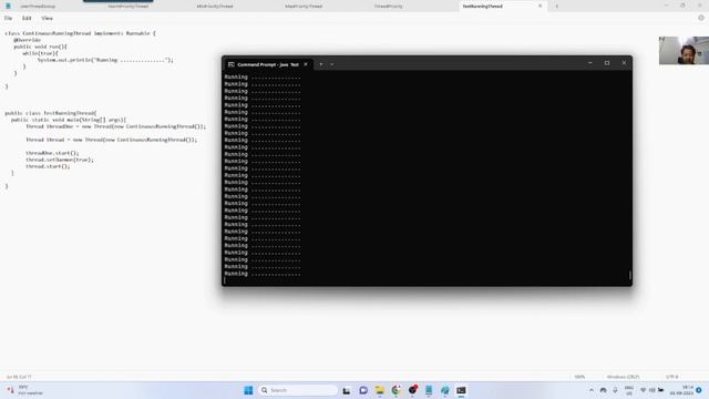 Java SE: Multithreading Part 12 | Continuously running a thread and Making a thread daemon
