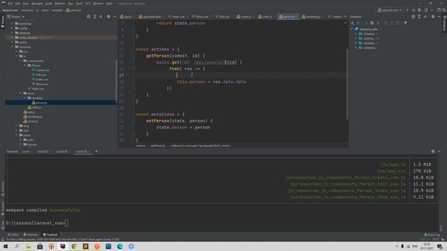 Javascript и Vuejs для Laravel 34. Vuex, state, actions, getters, mutations. Show компонент с Vuex