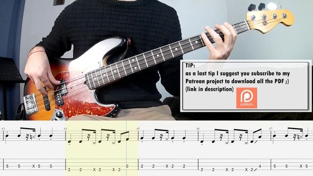 The Rasmus - In The Shadows BASS COVER + PLAY ALONG TAB + SCORE