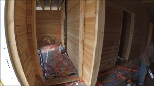 Дом из бруса в Протасах: Ввод воды в дом, канализация емкость на 10 м3 теплый пол в доме из бруса