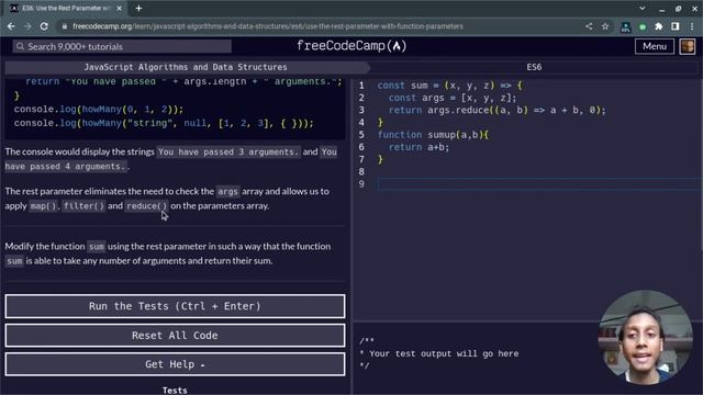 L07 - Use the Rest Parameter with Function Parameters | ES6 | freeCodeCamp