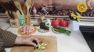 Салат с ветчиной и корейской морковью. Гармония вкуса и цвета!