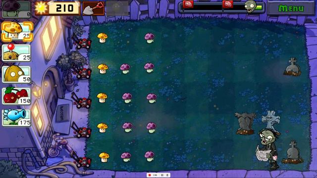 "Растения против зомби" Ночь 1-2 уровень