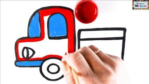 Как нарисовать машинку грузовик / Рисуем и раскрашиваем грузовик для детей / Раскраски Малышам