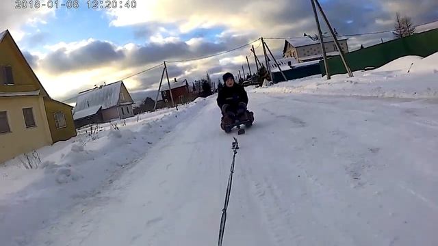 Катаемся на снегокате  за буран
