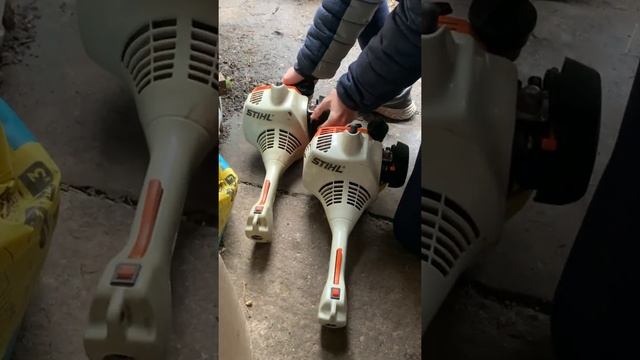 Two Stihl FS45 Running Together (1999) Cold Start