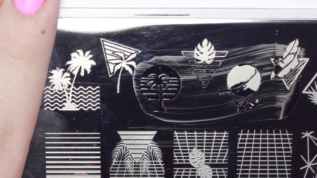 Miami Vice 80s Inspired Neon Palm Tree Beach Nail Art ｜ MoYou London Stamping