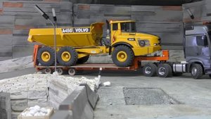 Fantastic RC Transport Volvo A45G! Heavy rc live action models! Komatsu machines awd & mercedes 201